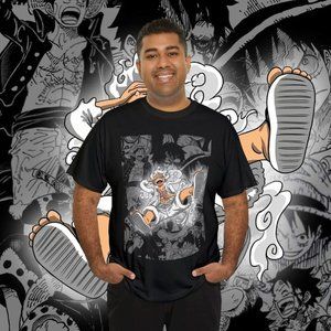 One Piece Anime Shirt, Luffy Gear 5, Manga Background, 100% Premium Cotton, Grea